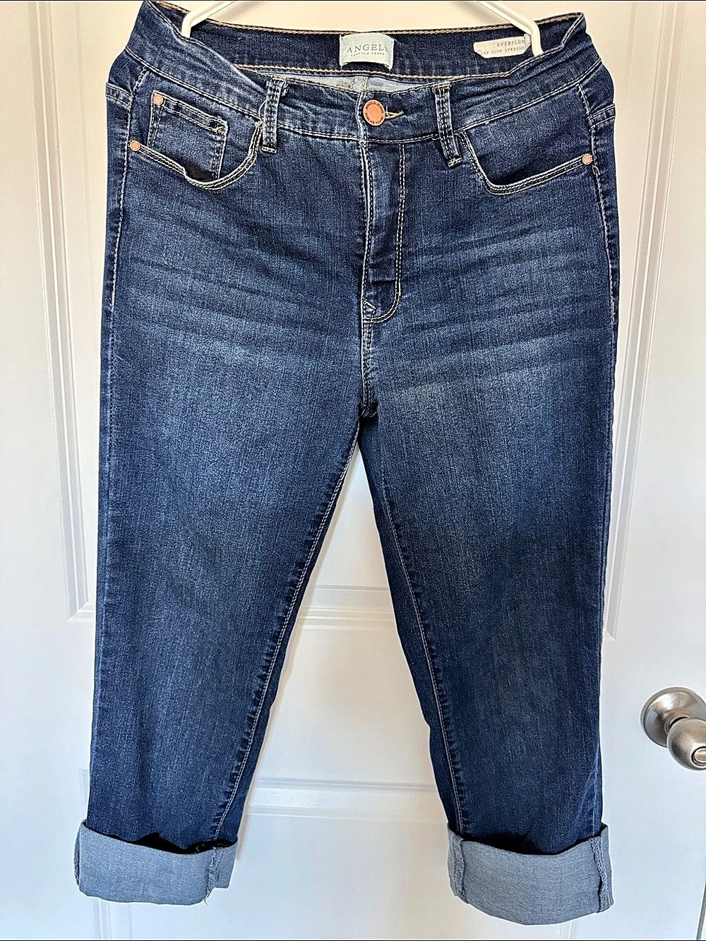 Angels Everflex Reed Cuff Straight capri Jeans in Blue Waist 8/29